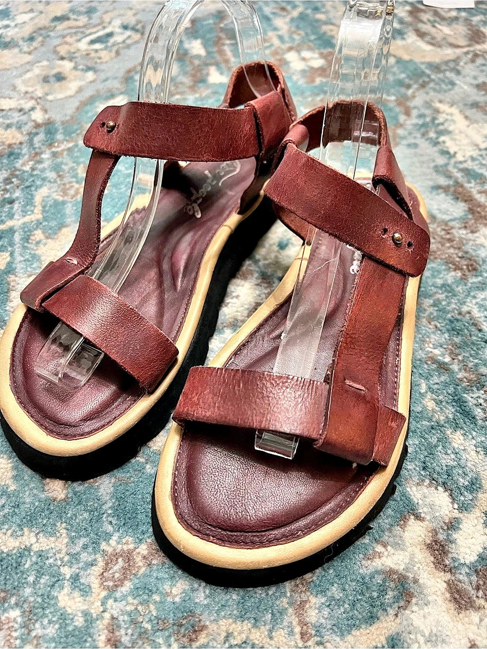 Free people Burgandy strappy sandals.